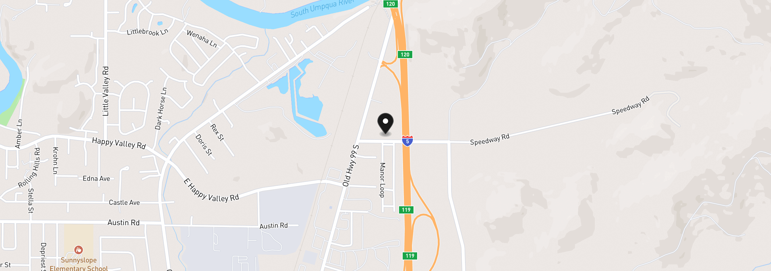 Map showing the location of 0 Speedway Rd, Roseburg, OR 97471