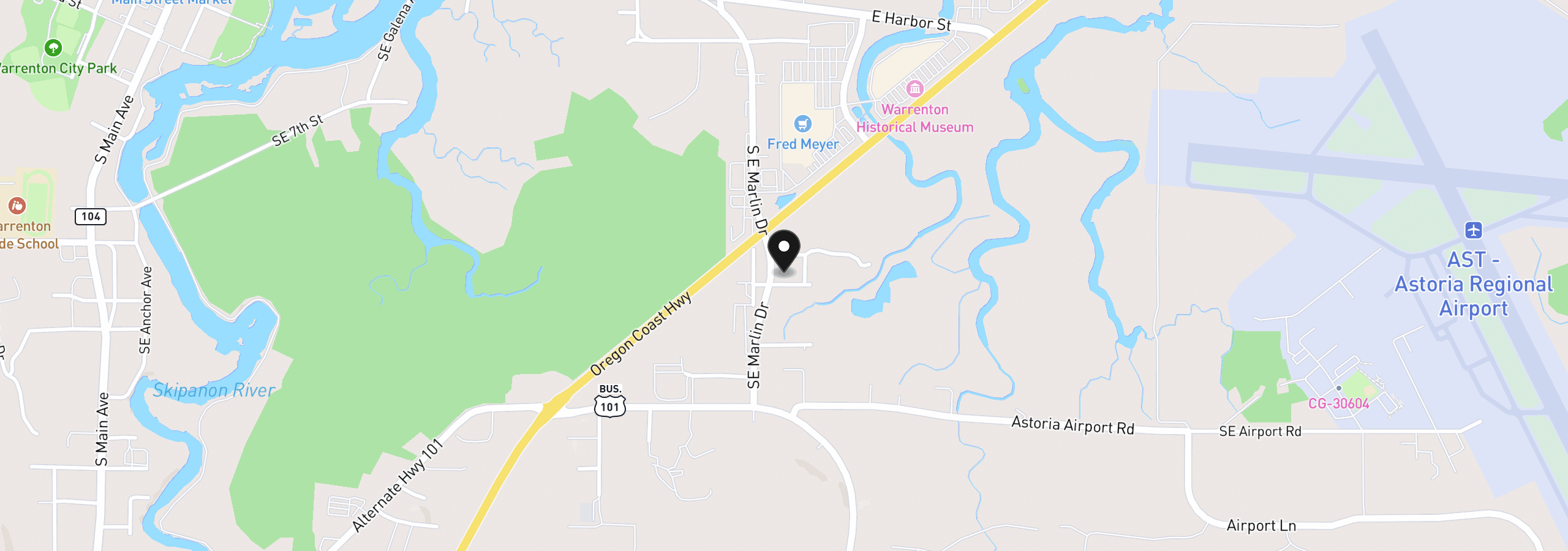 Map showing the location of SE 10 St, Warrenton, OR 97146