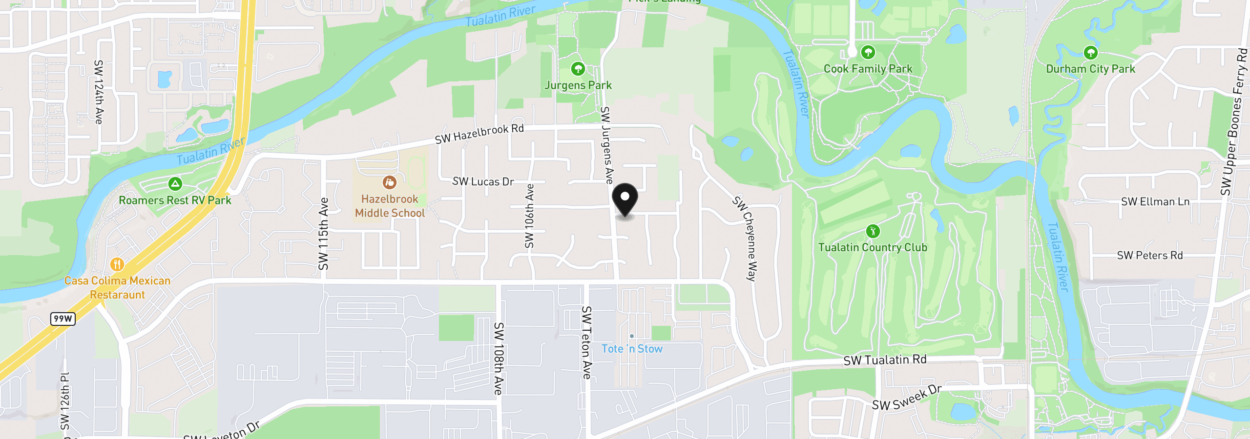 Map showing the location of 10240 SW Wasco Way, Tualatin, OR 97062