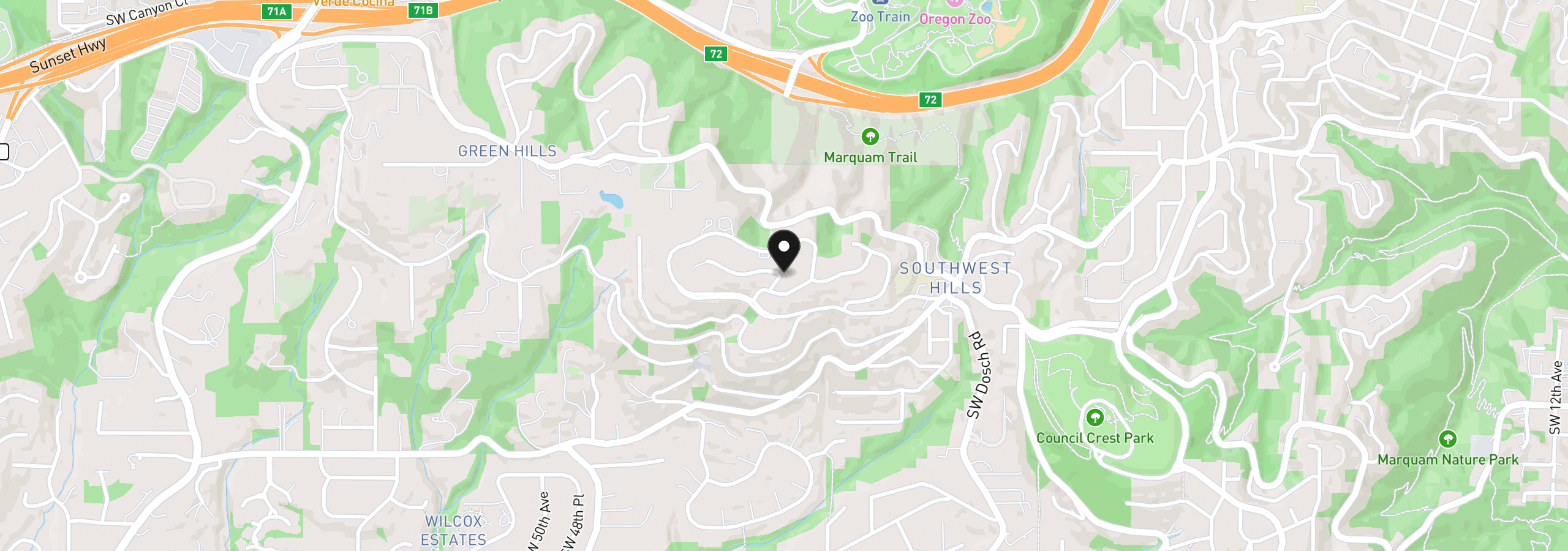 Map showing the location of 4121 SW Arthur Way, Portland, OR 97221