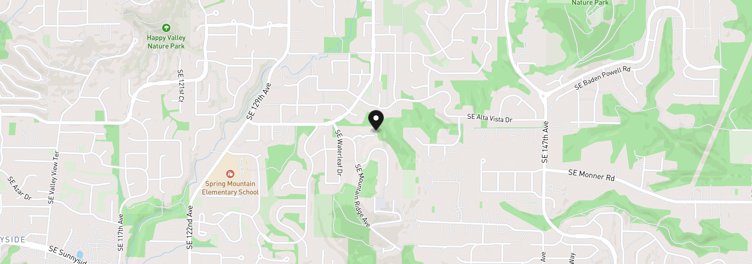 Map showing the location of 13655 SE Windflower Ln, Happy Valley, OR 97086