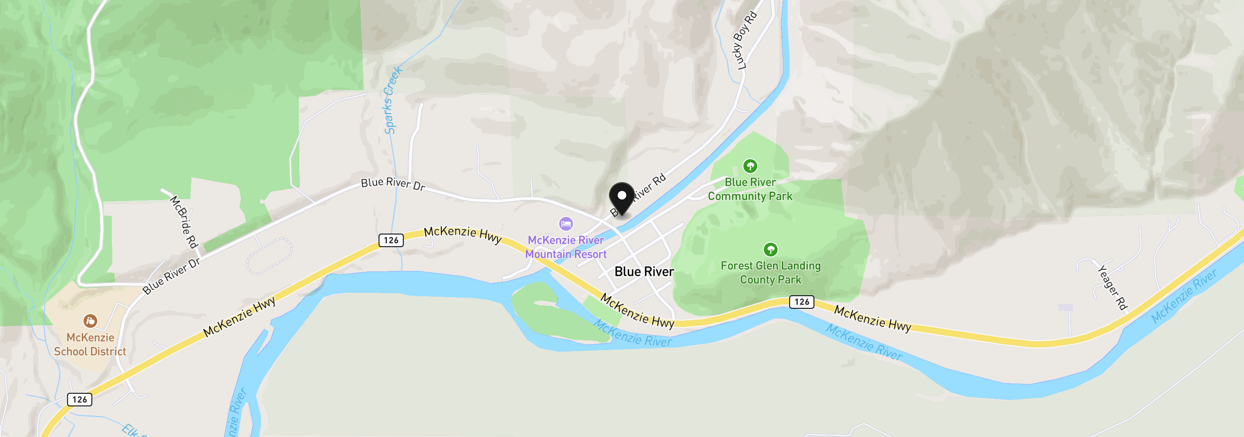 Map showing the location of 91241 Blue River Rd, Blue River, OR 97413