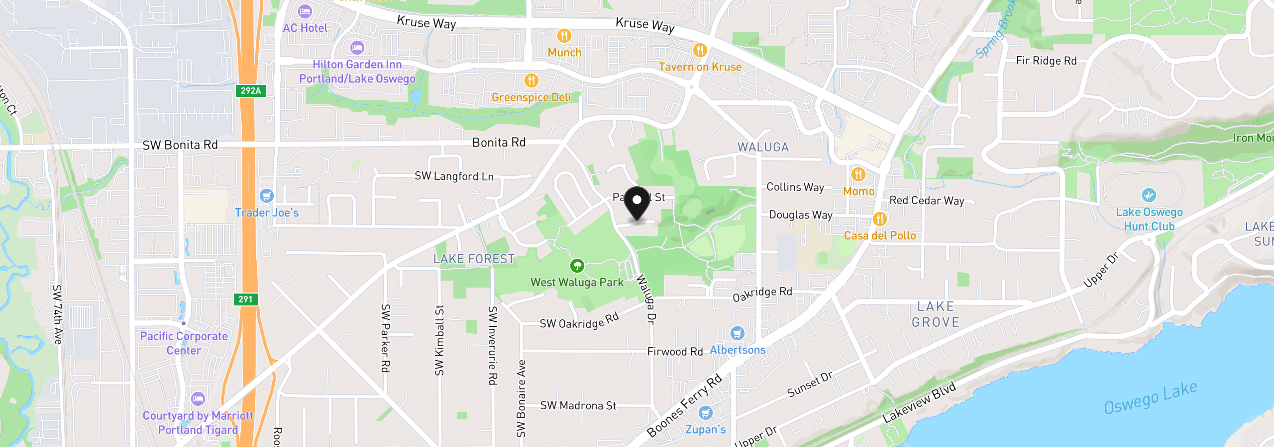 Map showing the location of 4992 Park Bluff Pl, Lake Oswego, OR 97035
