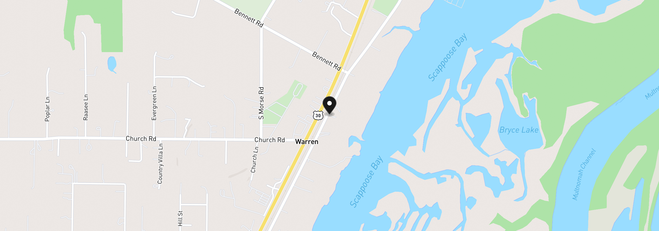 Map showing the location of 56780 Old Portland Rd, Warren, OR 97053