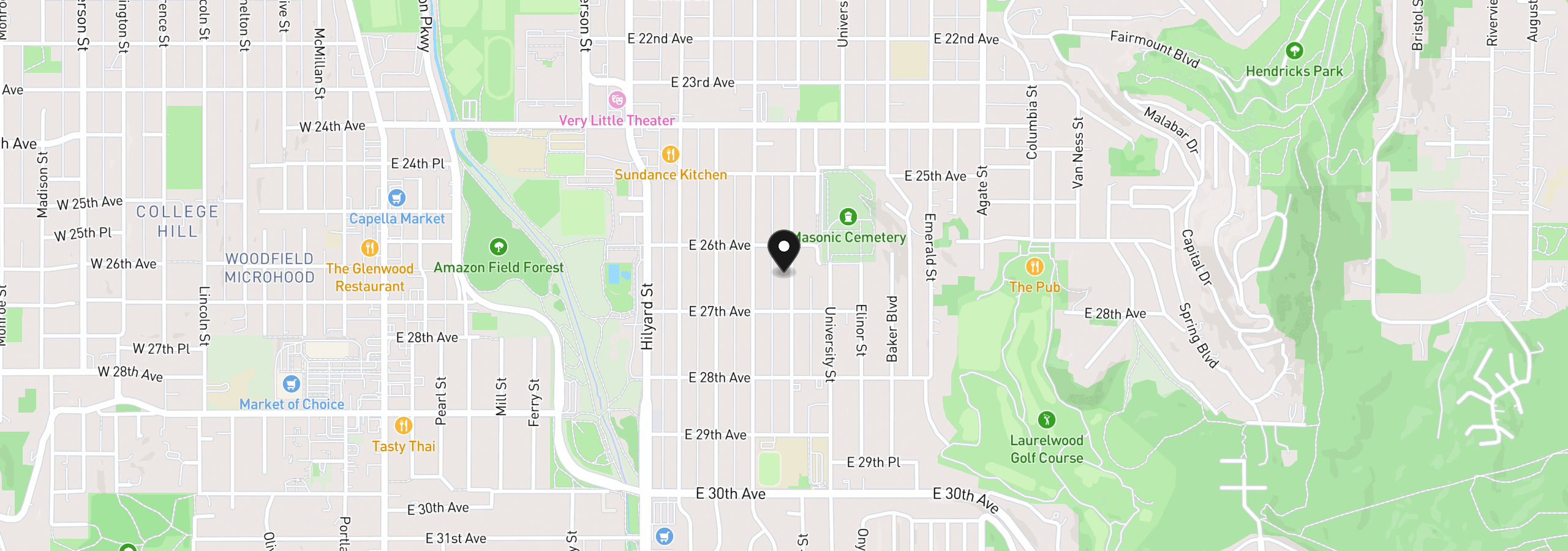 Map showing the location of 2644 Potter St, Eugene, OR 97405