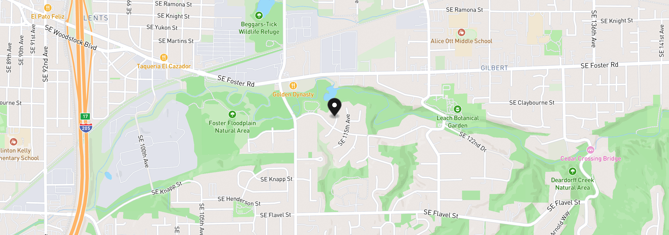 Map showing the location of 6715 SE 114th Ave, Portland, OR 97266