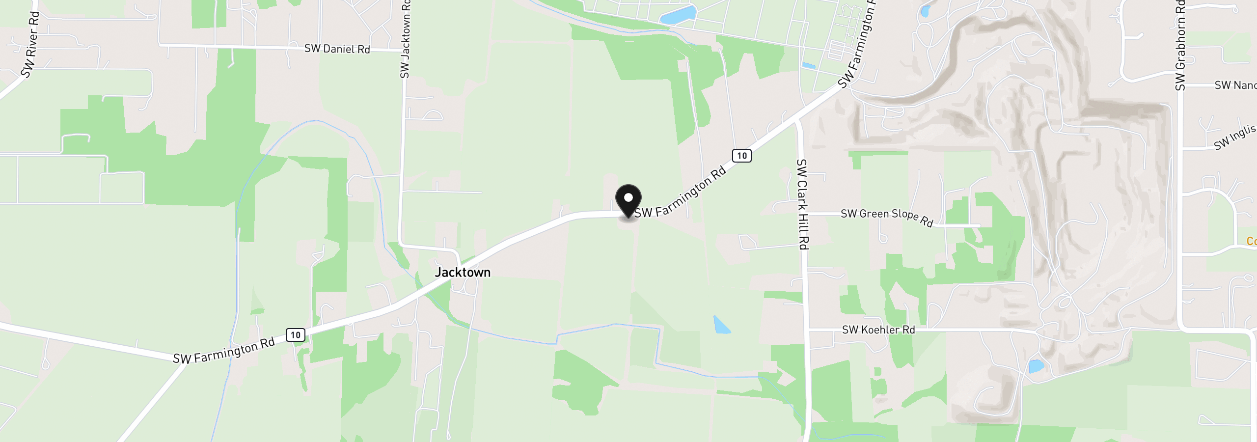 Map showing the location of 22850 SW Farmington Rd, Beaverton, OR 97007