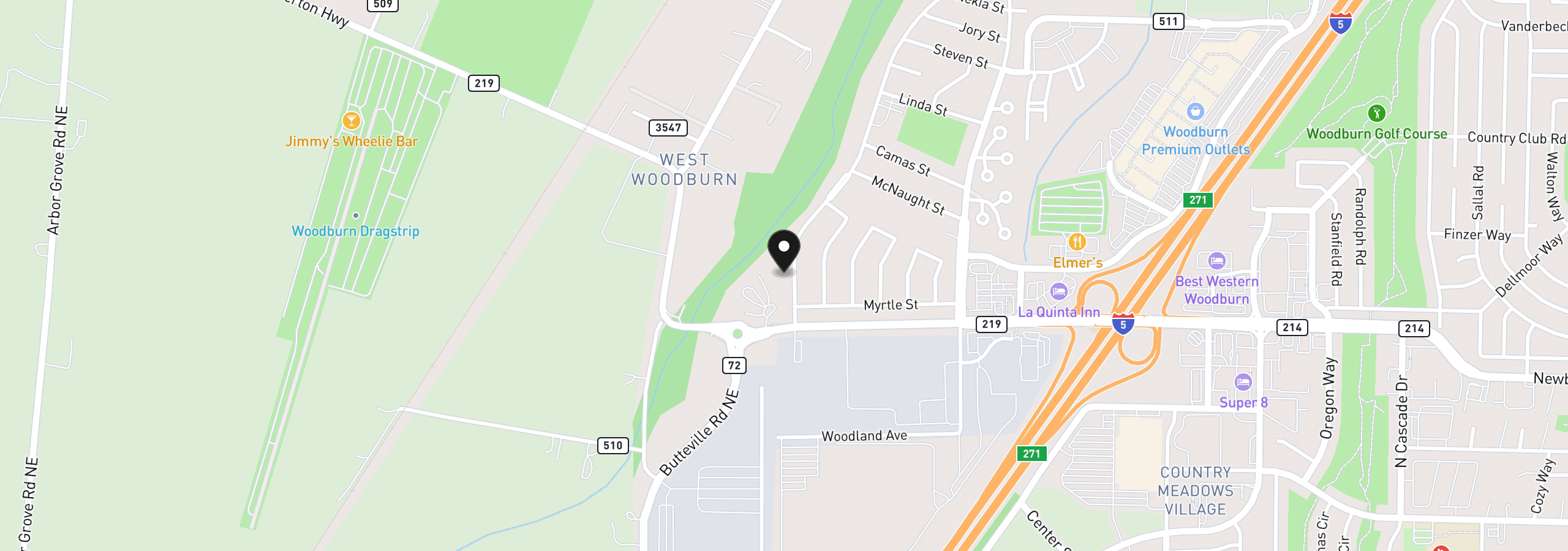 Map showing the location of 259 Willow Ave, Woodburn, OR 97071