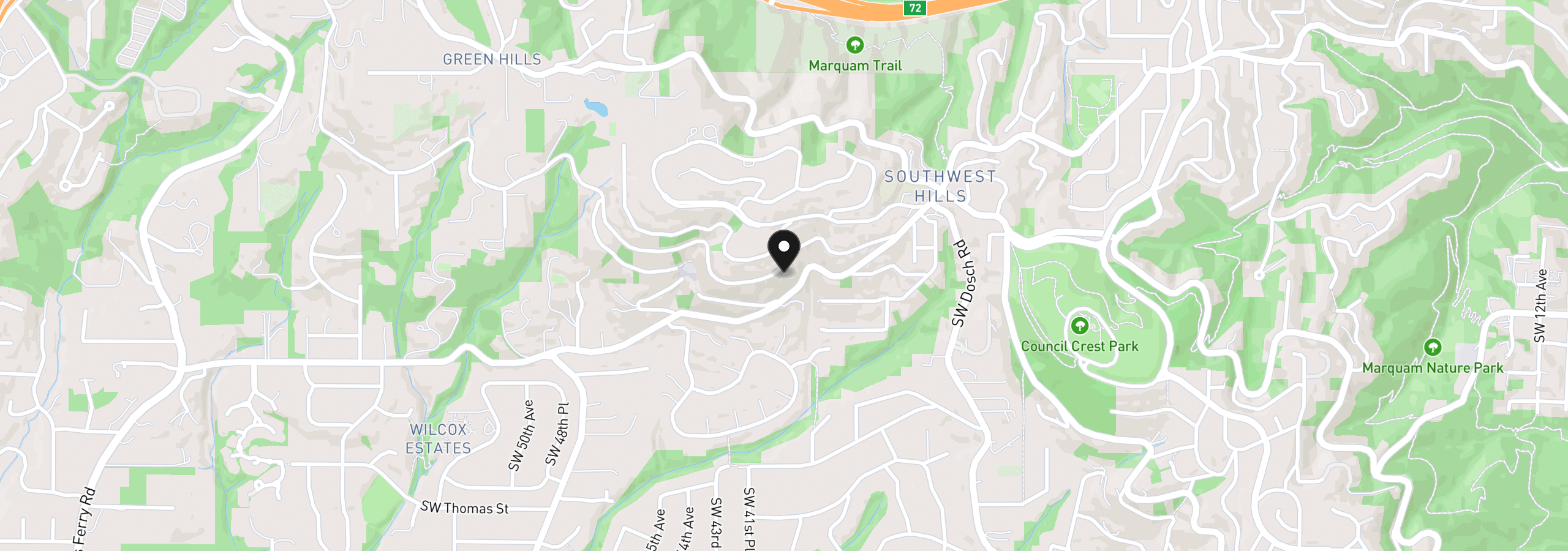 Map showing the location of 4068 SW Hewett Blvd, Portland, OR 97221