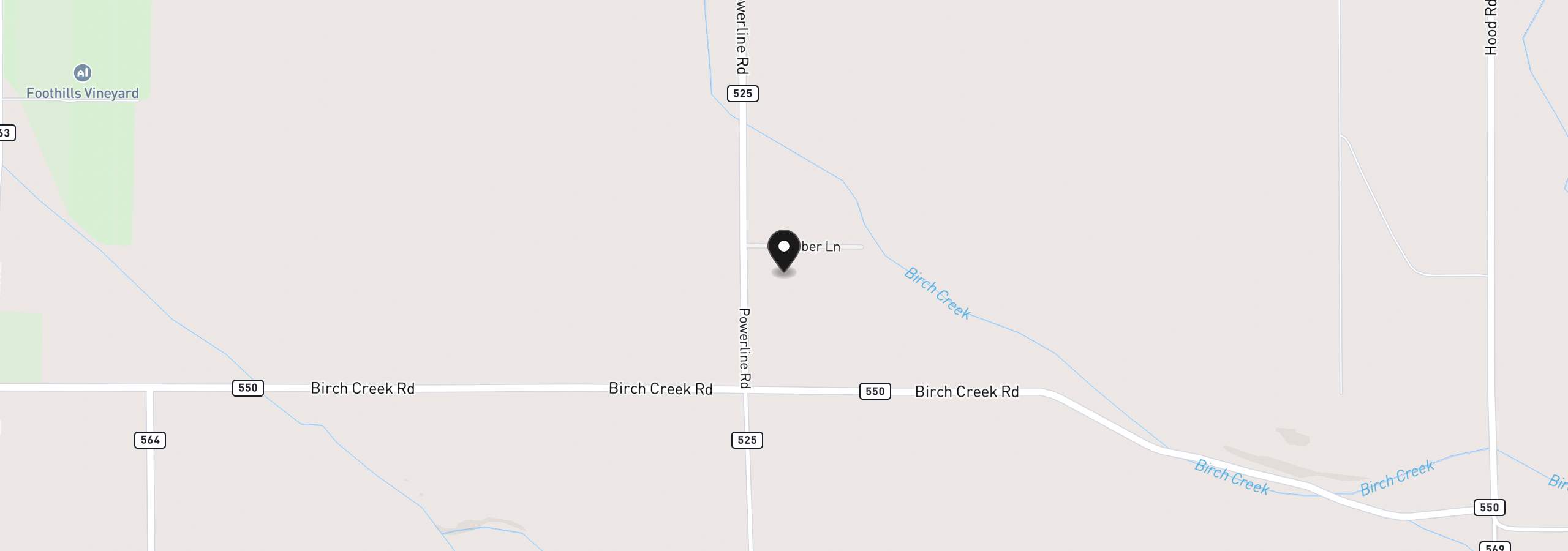 Map showing the location of Birch Creek Rd, Milton-Freewater, OR 97862