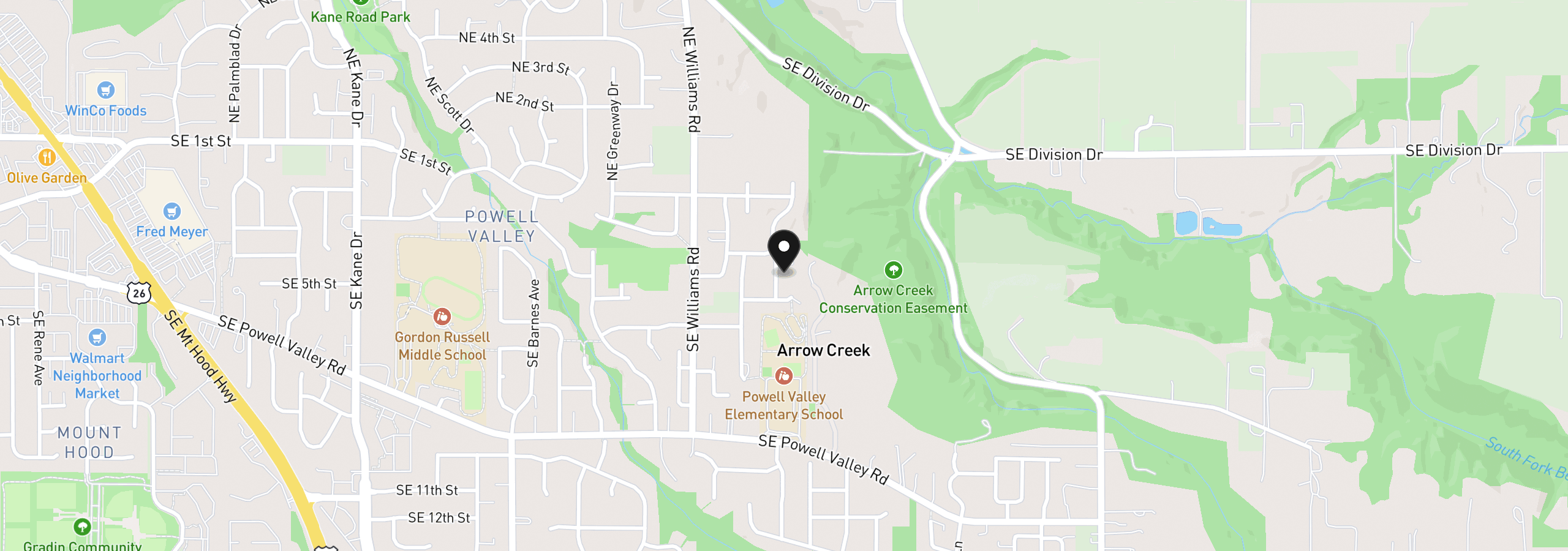 Map showing the location of 344 SE Condor Dr, Gresham, OR 97080