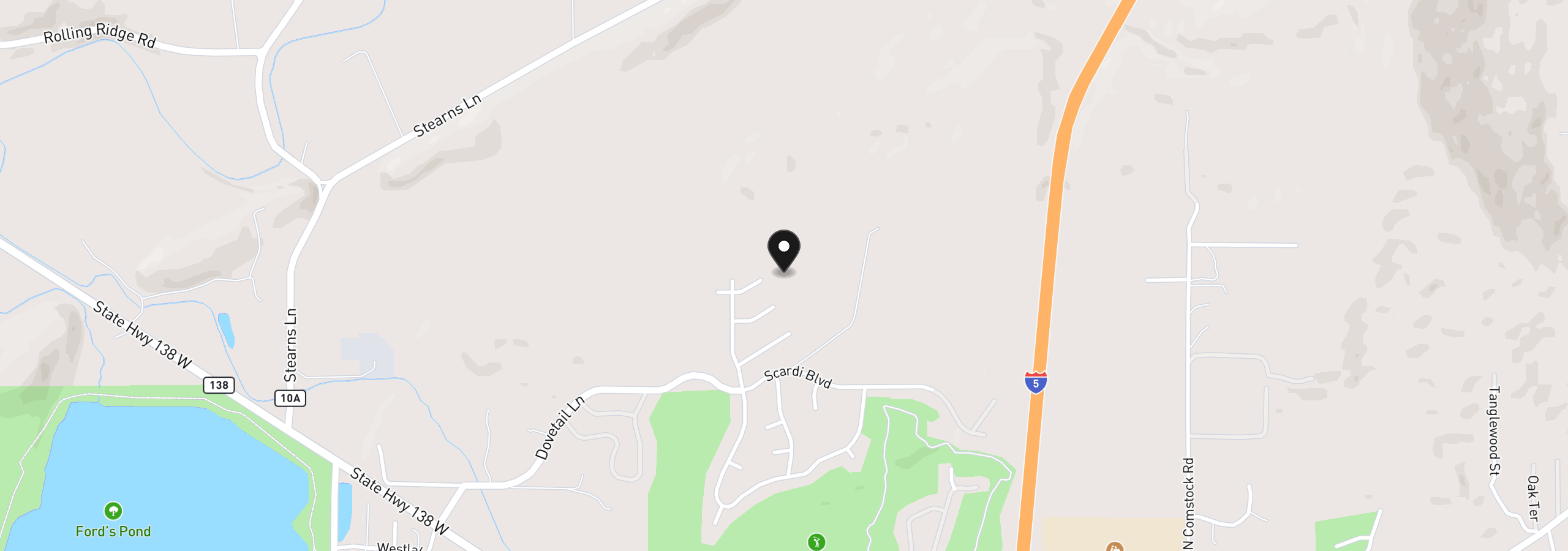 Map showing the location of 924 Durham Ave, Sutherlin, OR 97479