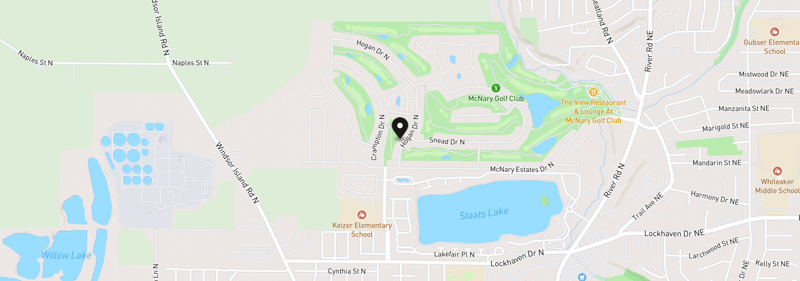 Map showing the location of 6137 Hogan Dr, Keizer, OR 97303
