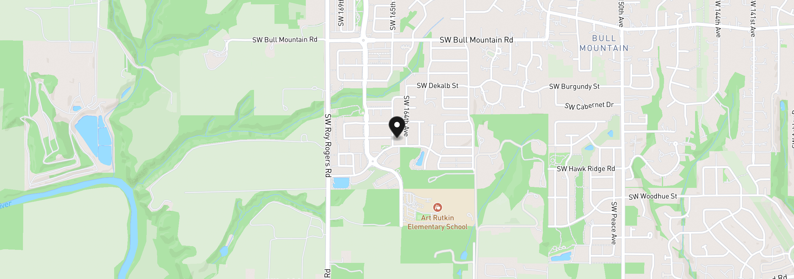 Map showing the location of 15148 SW 165th Ave, Tigard, OR 97224