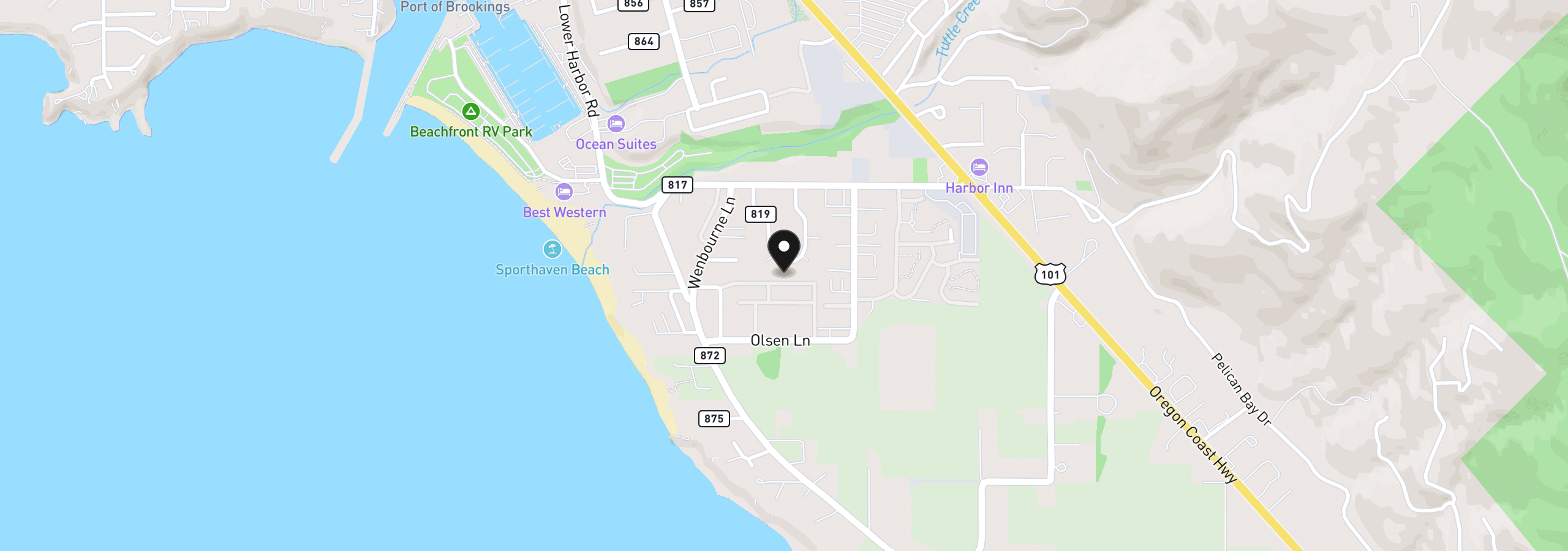 Map showing the location of 15889 Sunset Strip 14, Brookings, OR 97415