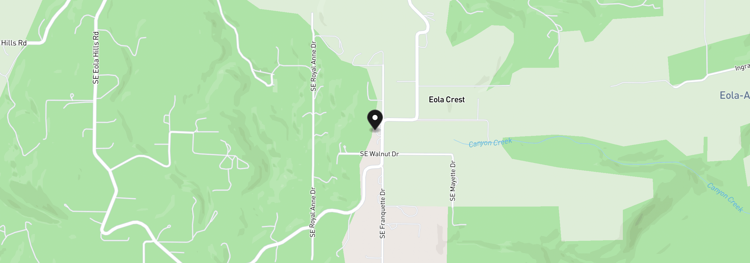 Map showing the location of 9055 SE Eola Hills Rd, Amity, OR 97101