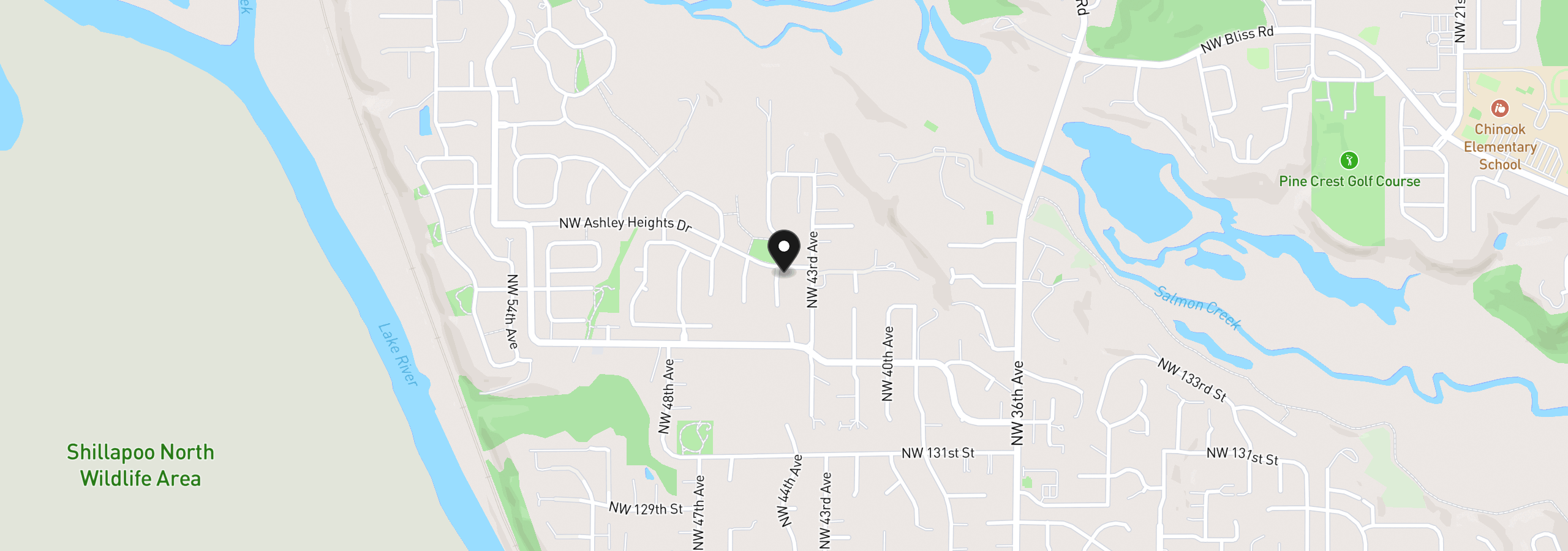 Map showing the location of 13619 NW 44th Ct, Vancouver, Wa 98685