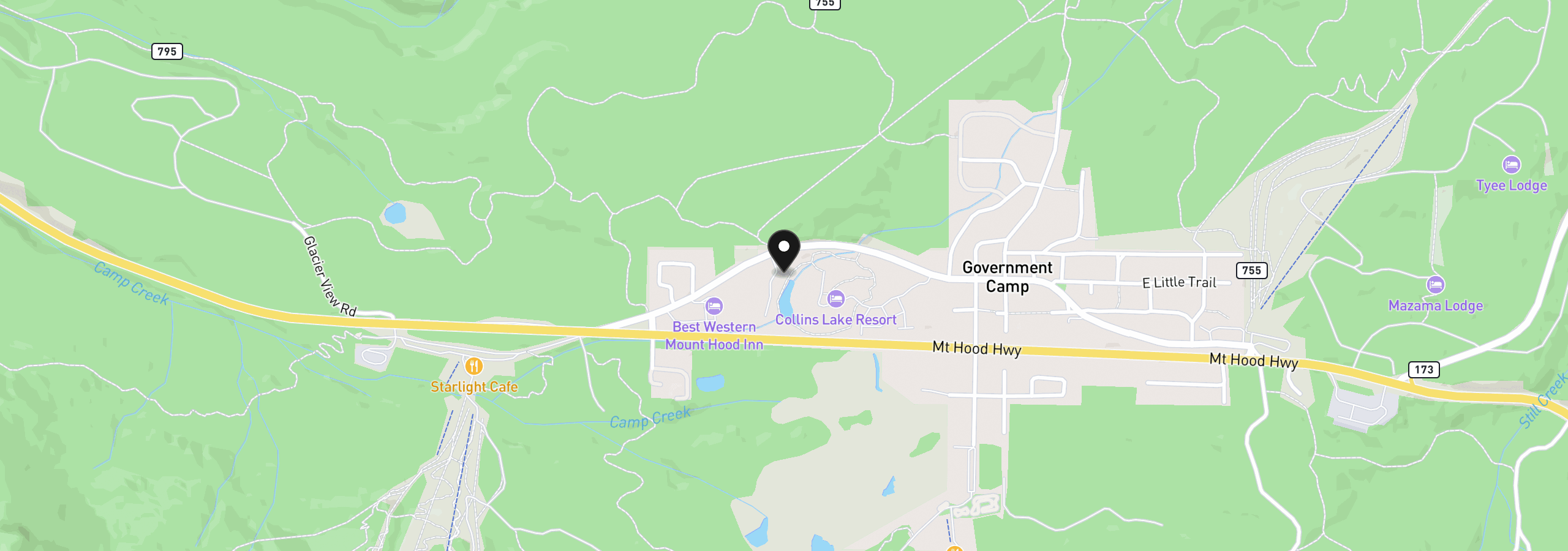 Map showing the location of 31244 E Collins Lake Rd #21, Government Camp, OR 97028