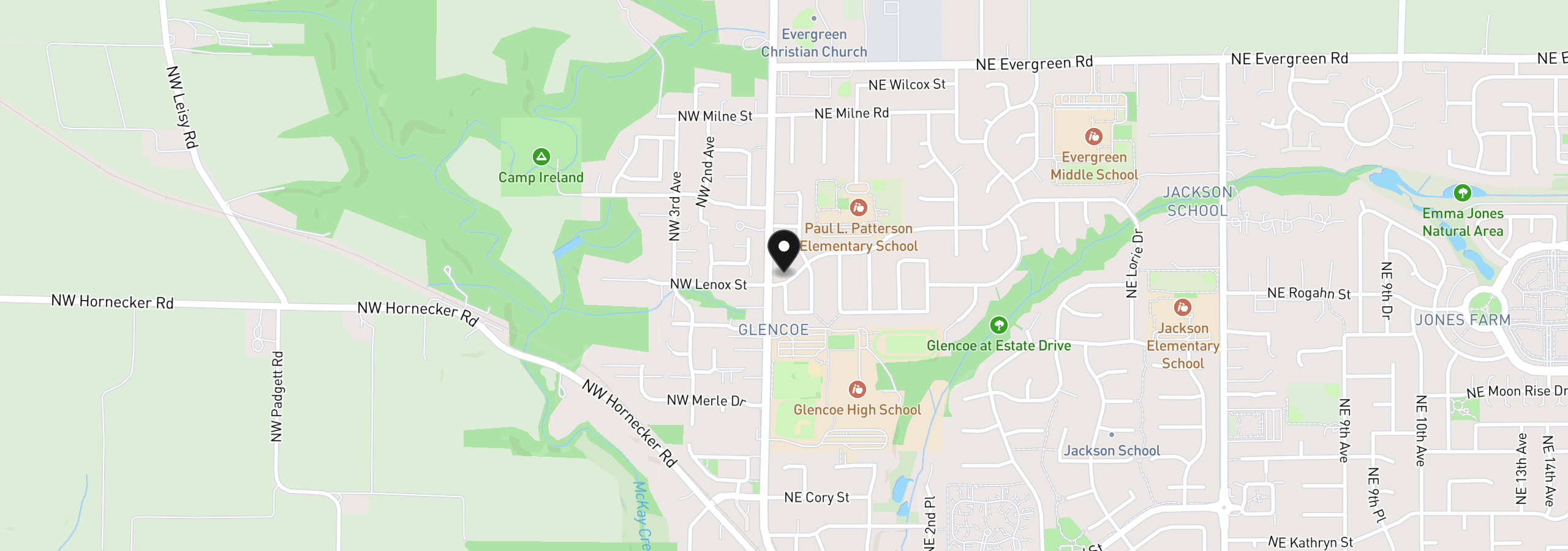 Map showing the location of 129 NE Lenox St, Hillsboro, OR 97124
