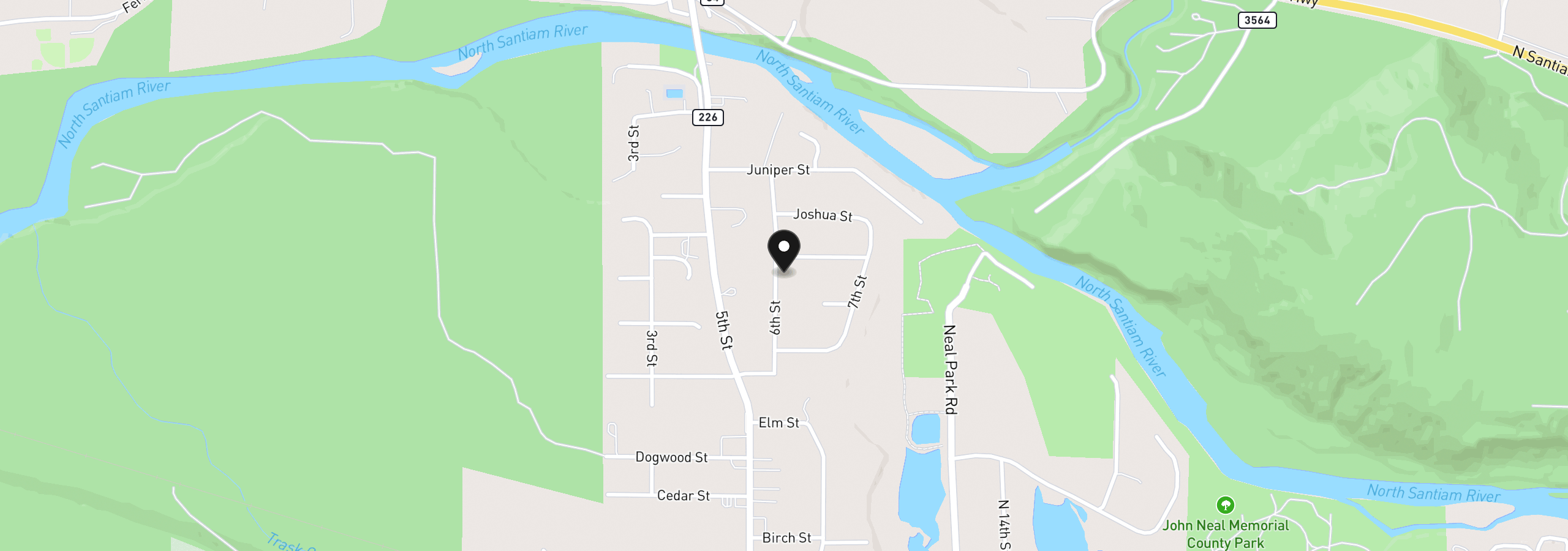 Map showing the location of 950 6th St, Lyons, OR 97358