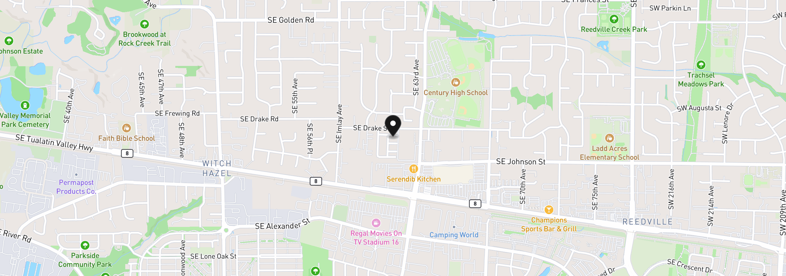 Map showing the location of 6224 SE Apollo Way, Hillsboro, OR 97123