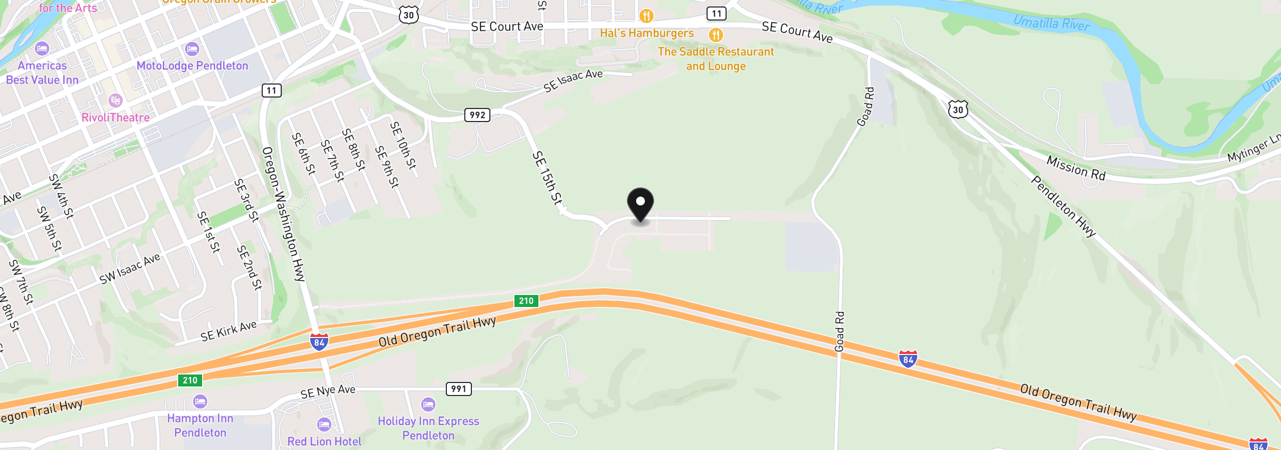 Map showing the location of 1745 SE Ladow, Pendleton, OR 97801
