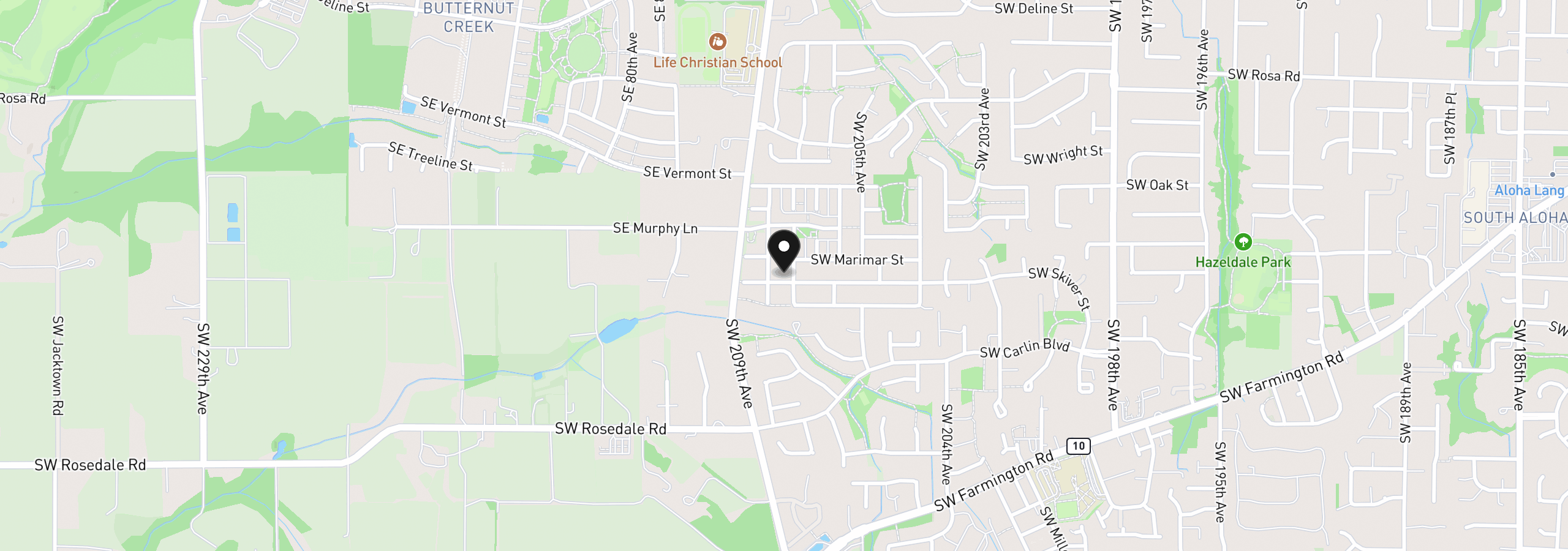 Map showing the location of 20819 SW Skiver St, Beaverton, OR 97078