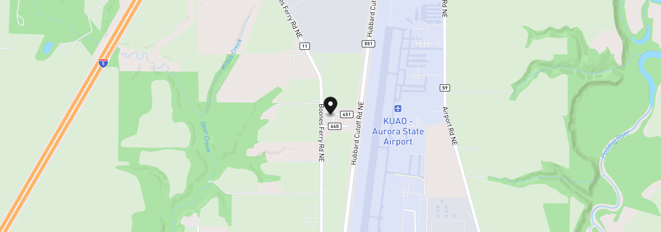 Map showing the location of 22730 Mooney Ave, Aurora, OR 97002