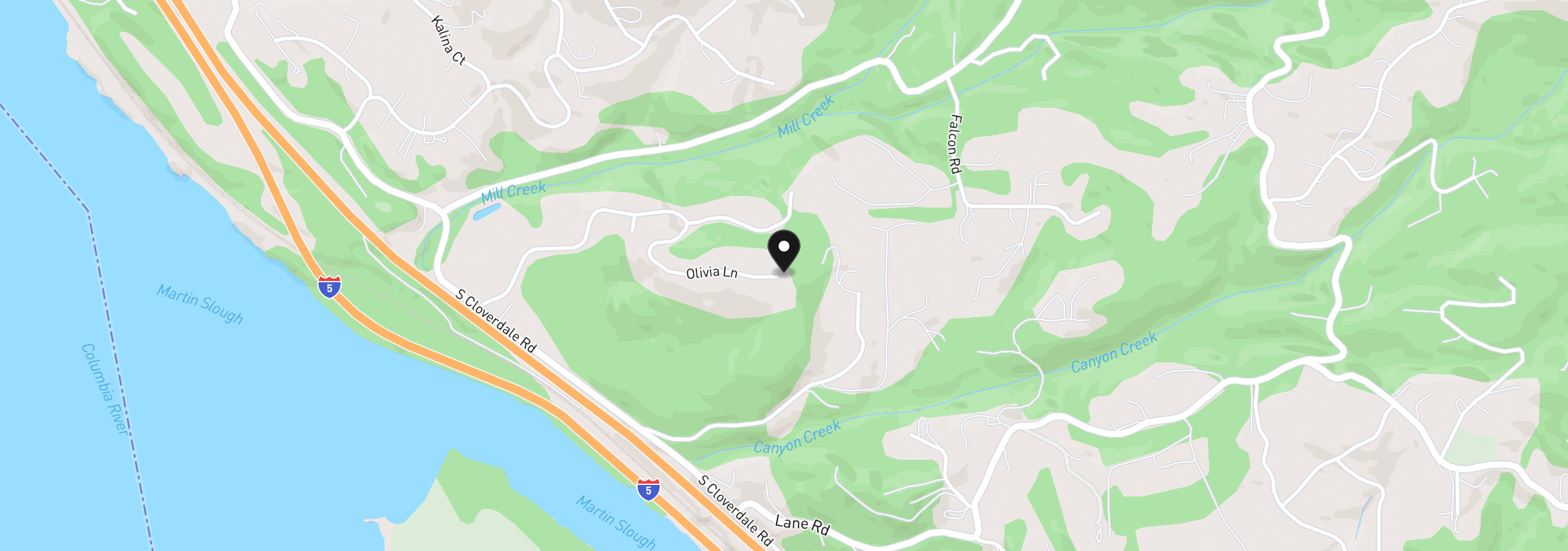 Map showing the location of 0 Olivia Ln X, Kalama, Wa 98625