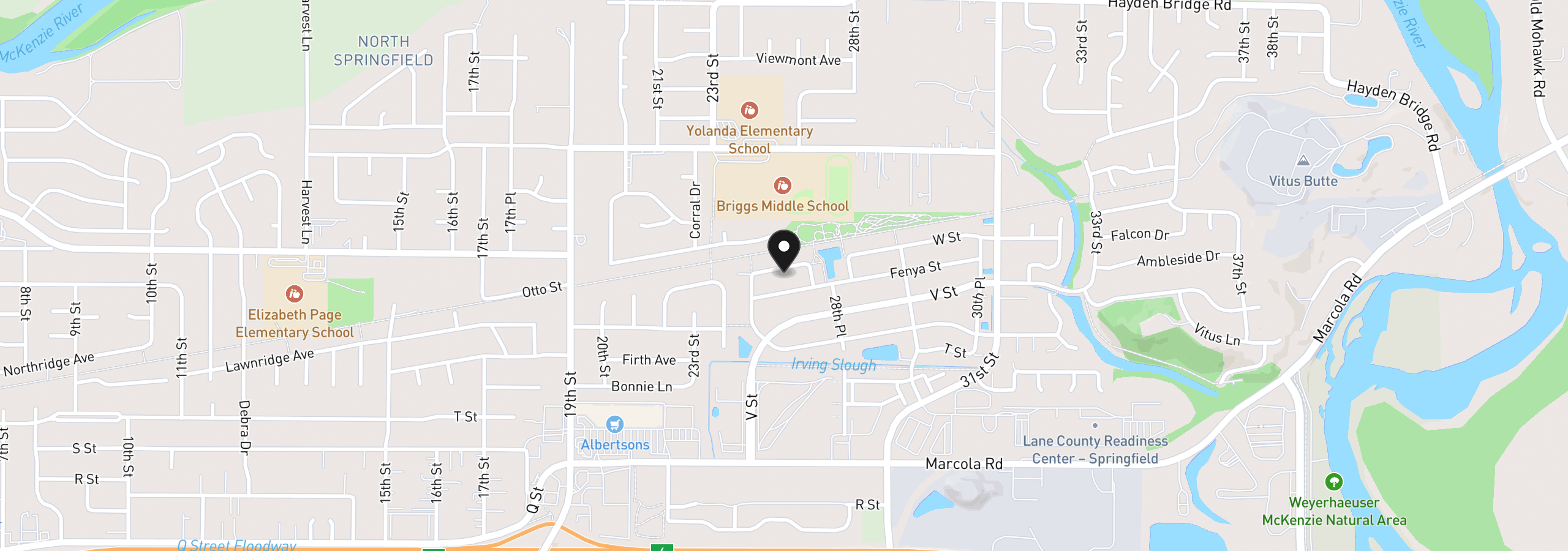 Map showing the location of 2673 26th Loop, Springfield, OR 97477