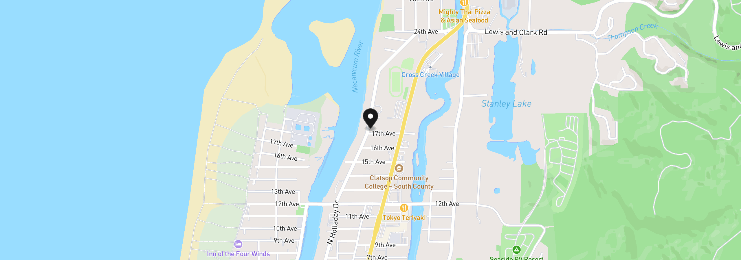 Map showing the location of 750 17th Ave, Seaside, OR 97138