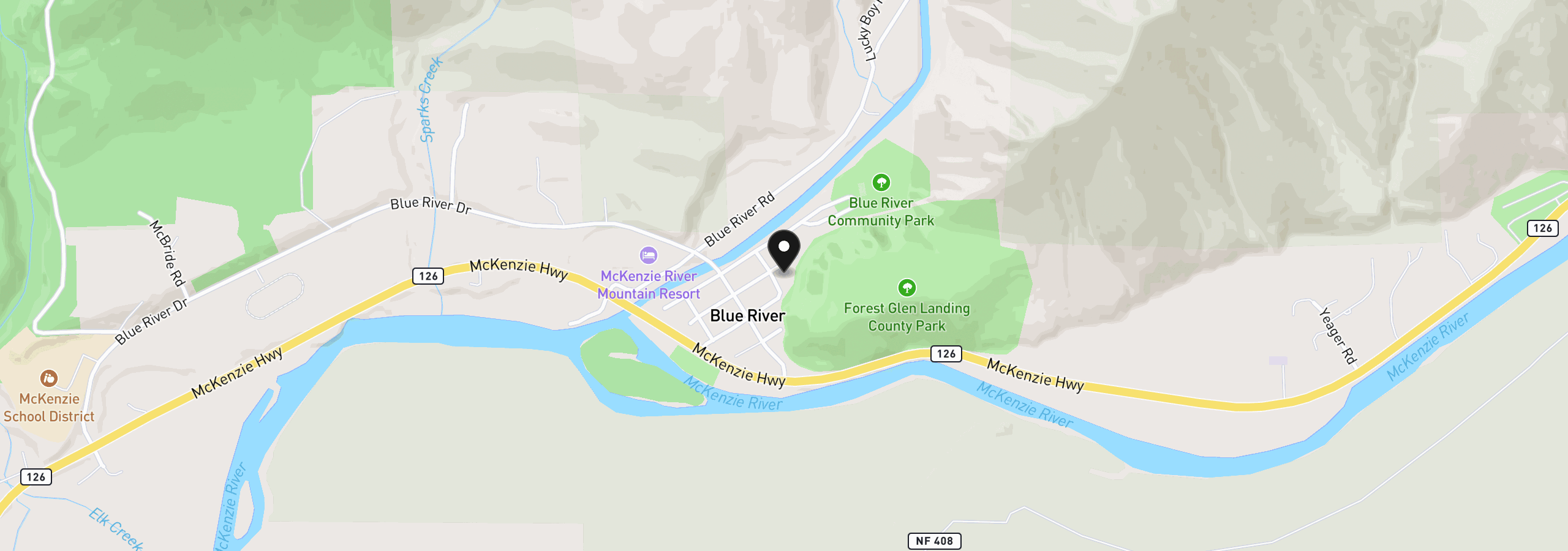 Map showing the location of 51790 Echo St, Blue River, OR 97413