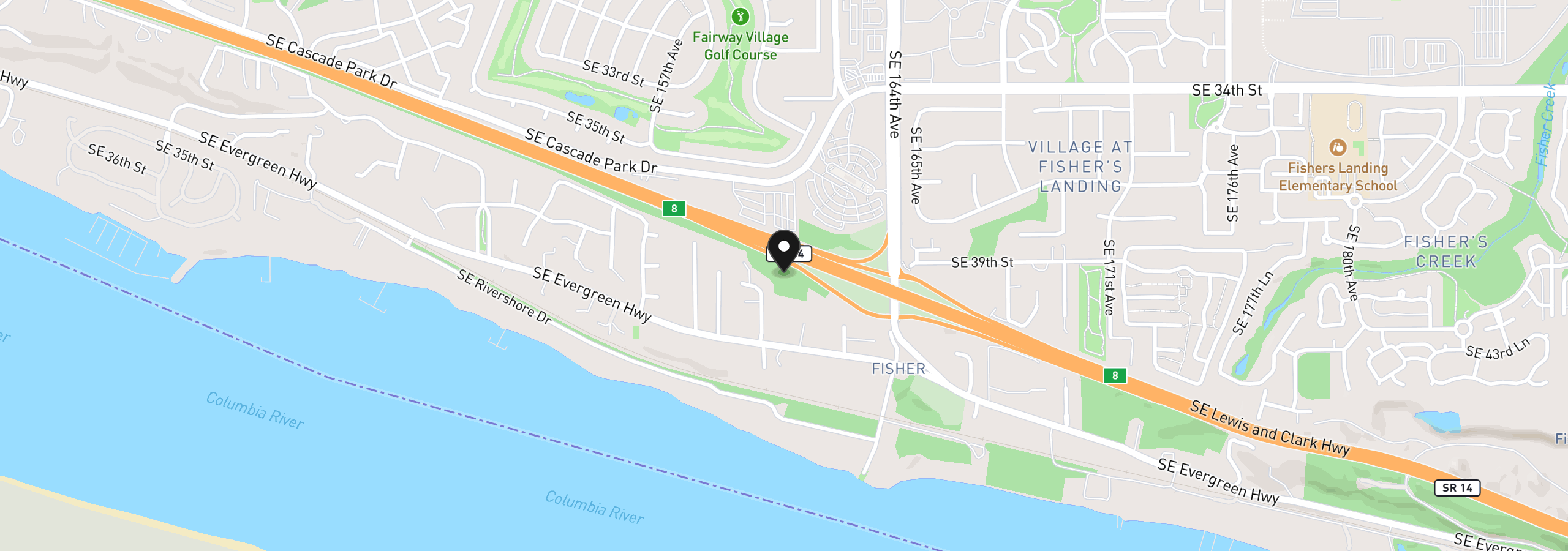 Map showing the location of 0 SE Evergreen Hwy, Vancouver, Wa 98683