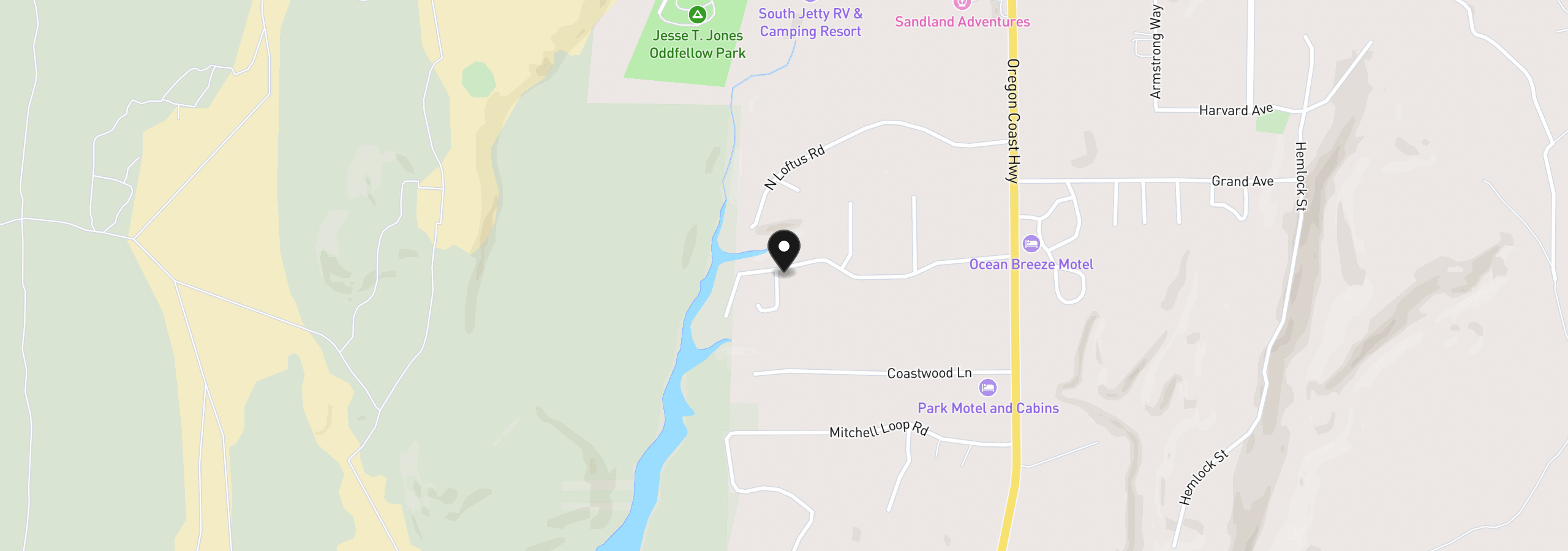 Map showing the location of 85141 Cedar Dr, Florence, OR 97439