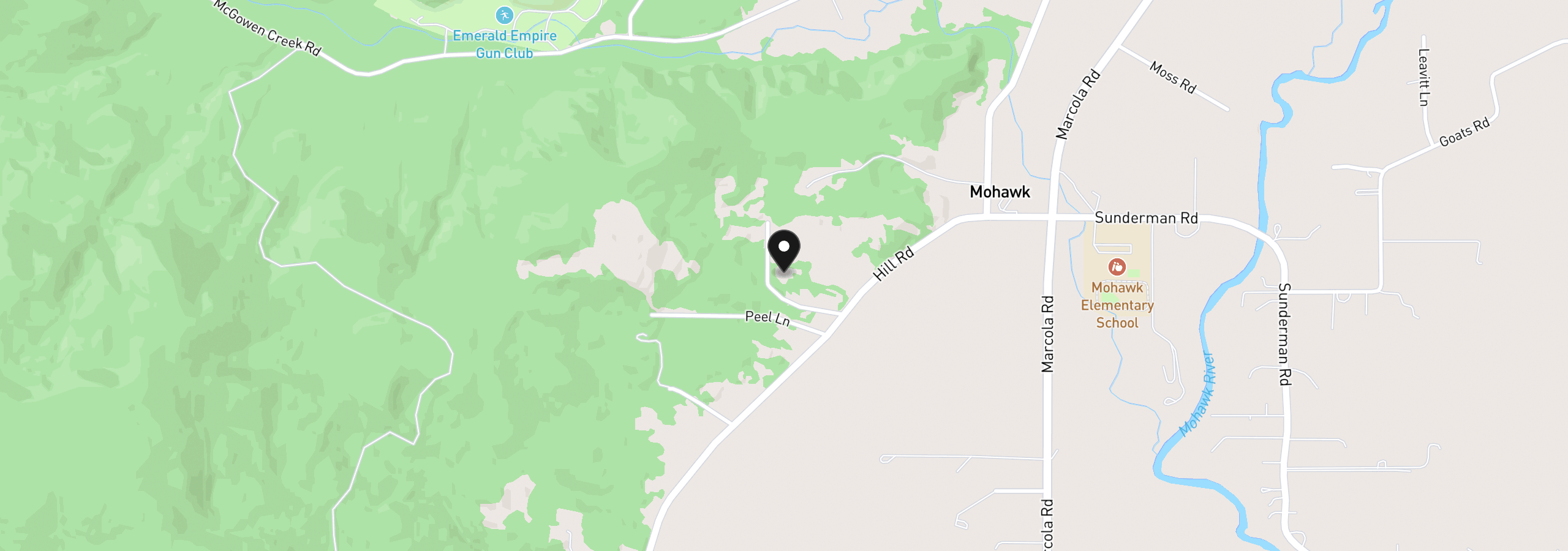 Map showing the location of 91040 Hill Rd, Springfield, OR 97478