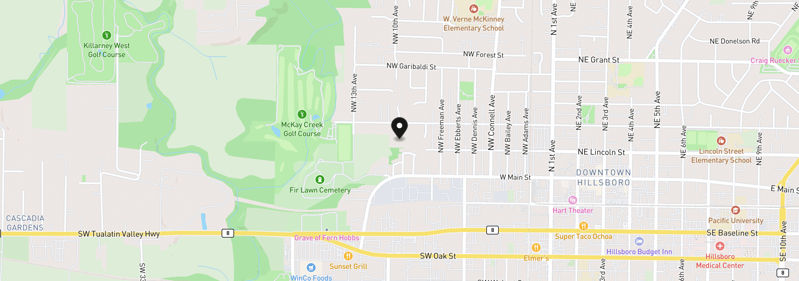 Map showing the location of 202 NW Quail Gardens Pl, Hillsboro, OR 97124