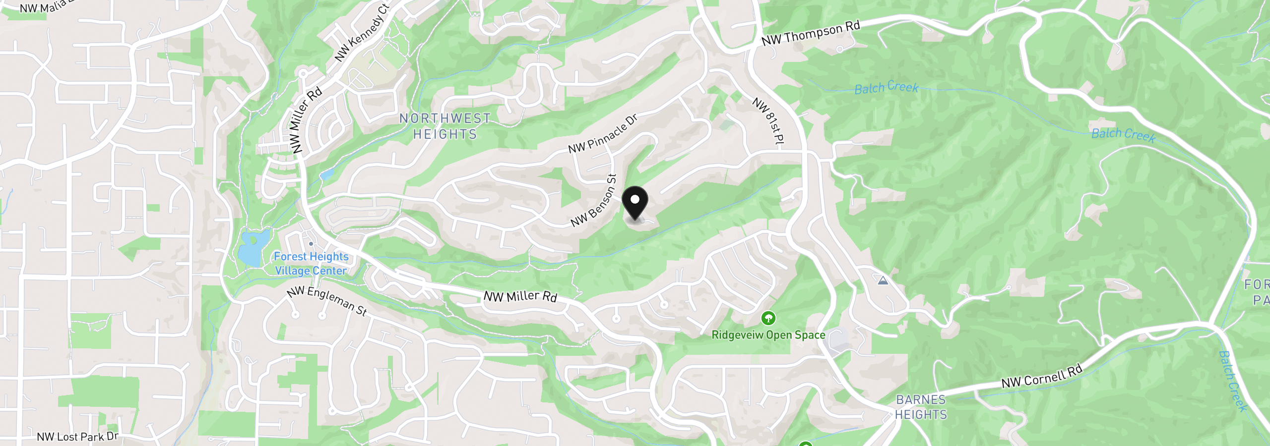 Map showing the location of 8718 NW Terraceview Ct, Portland, OR 97229