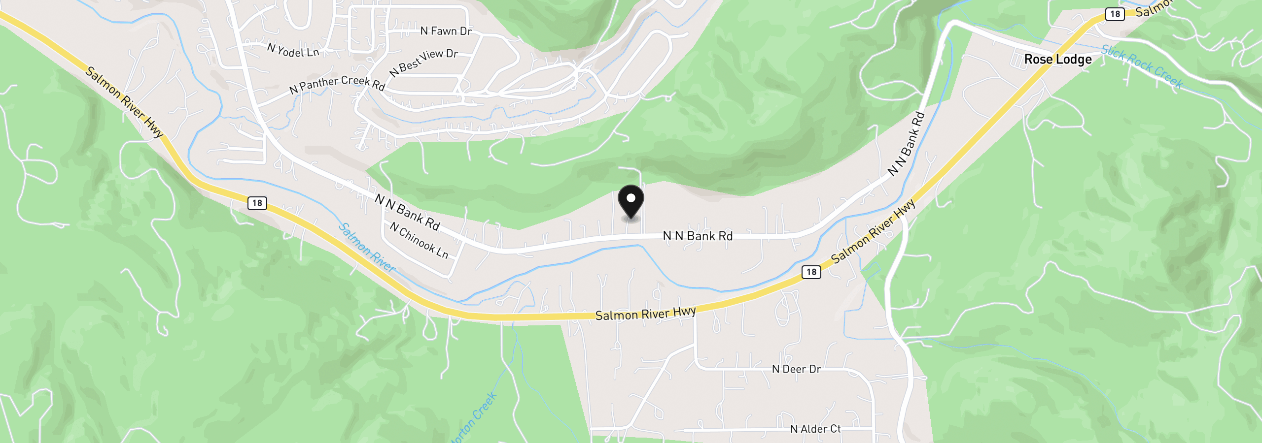 Map showing the location of 2867 N North Bank Rd, Otis, OR 97368