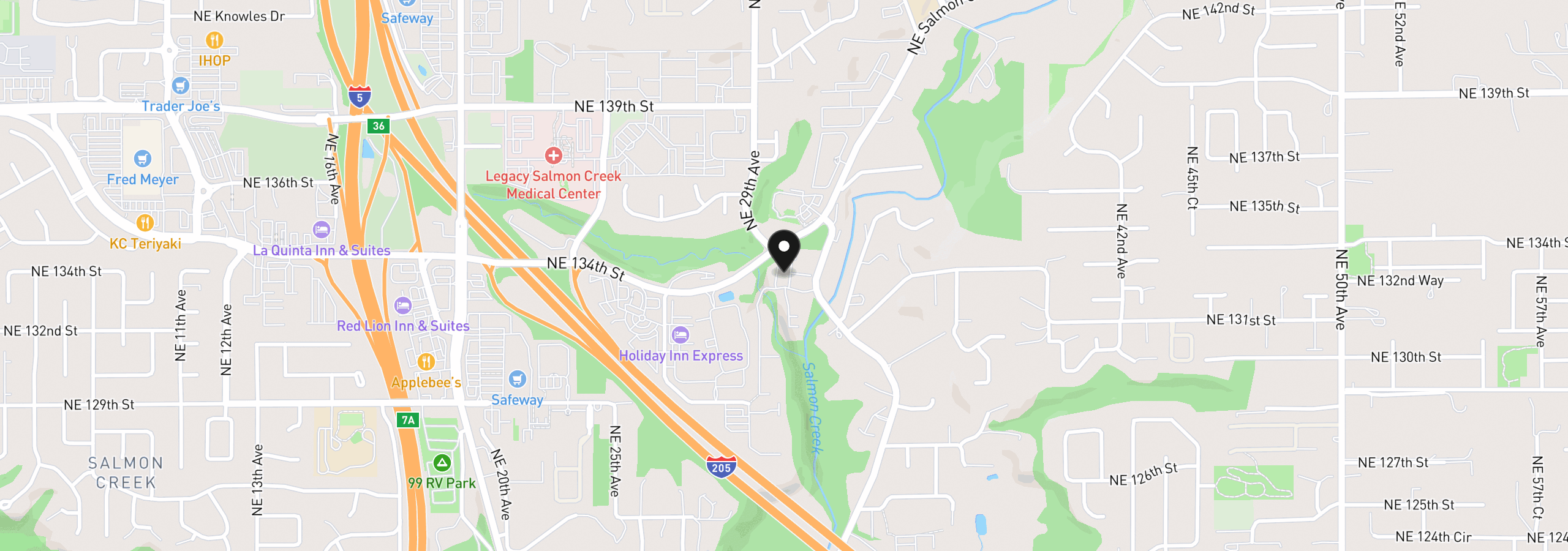 Map showing the location of 13216 NE Salmon Creek Ave P1, Vancouver, Wa 98686
