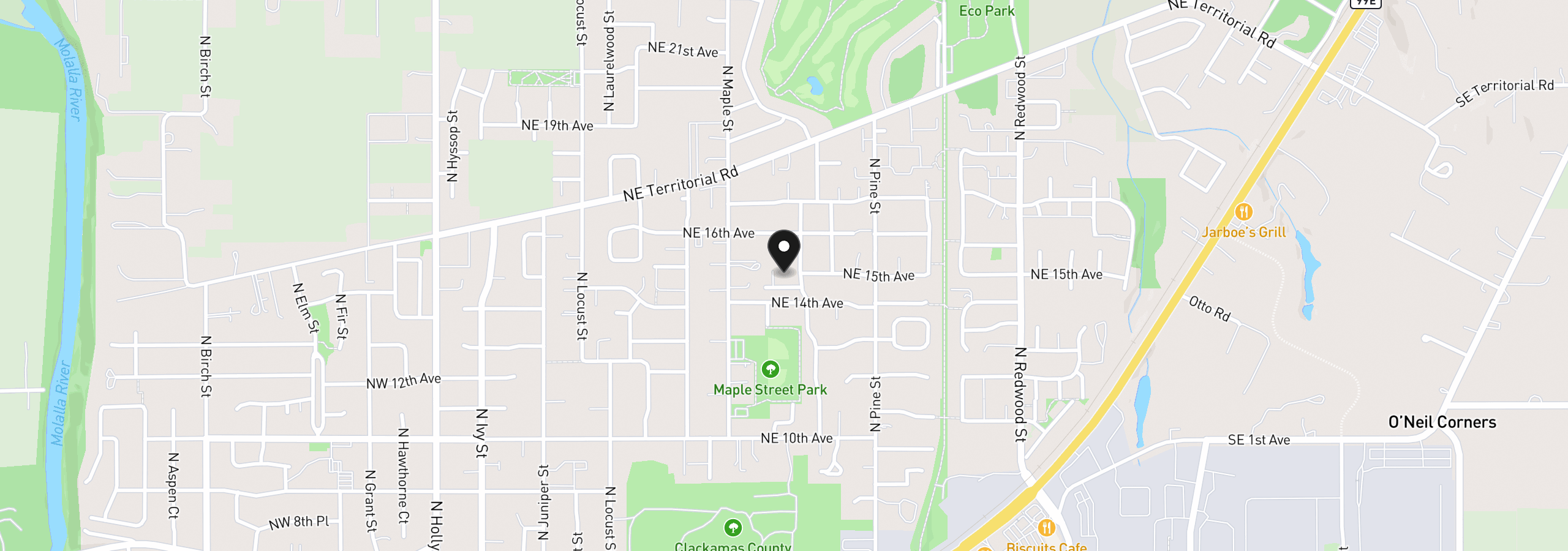 Map showing the location of 880 Caitlyn Pl, Canby, OR 97013