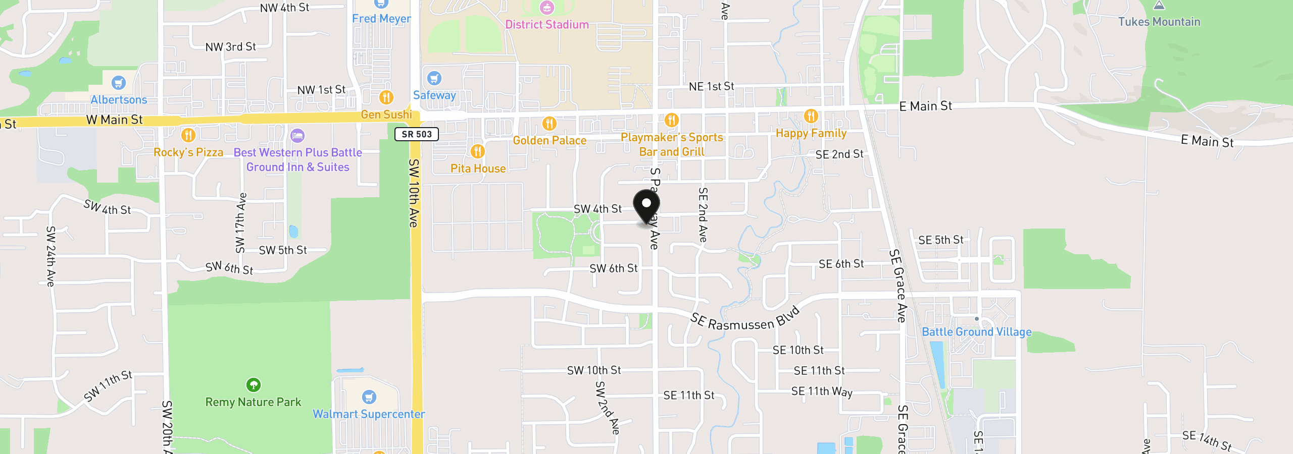 Map showing the location of 408 S Parkway Ave, Battle Ground, Wa 98604