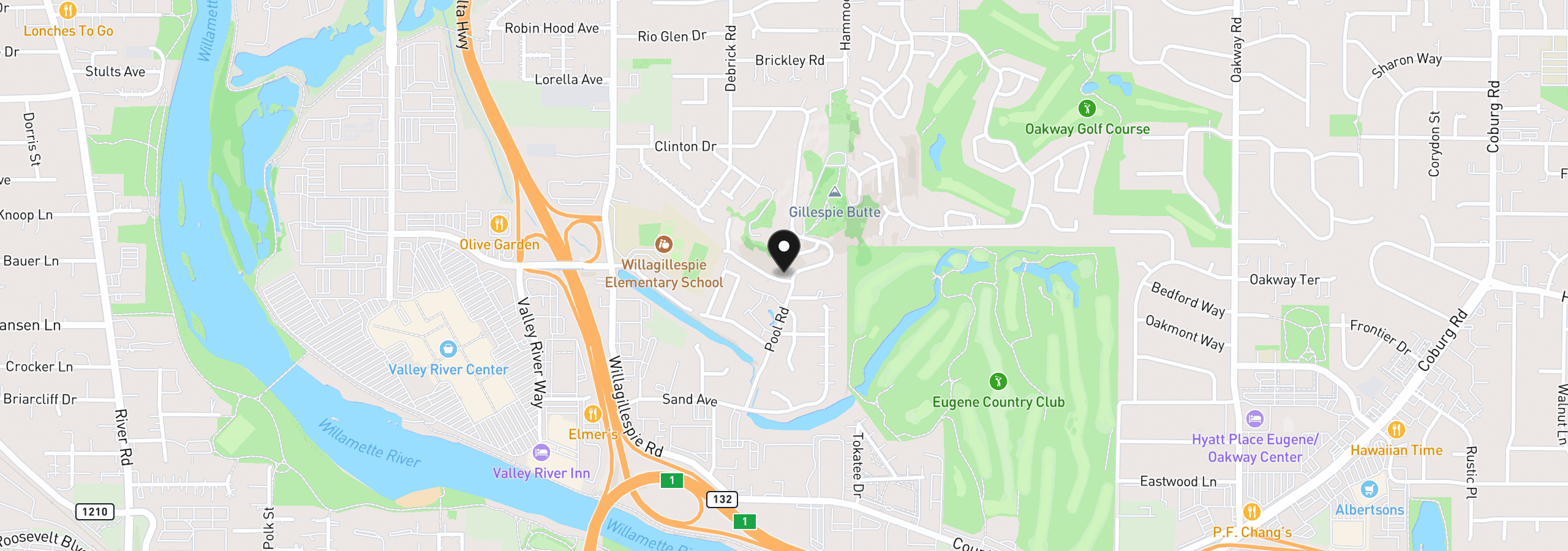 Map showing the location of 1191 Lantern Ln, Eugene, OR 97401