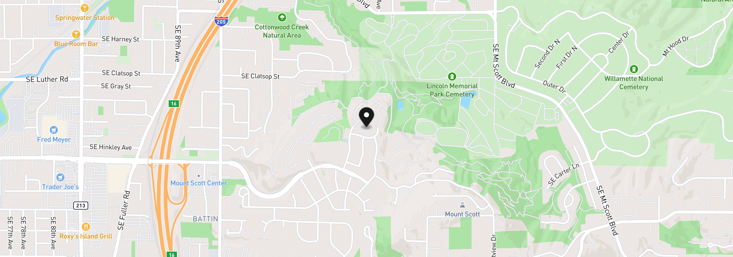 Map showing the location of 10258 SE Bristol Ct, Portland, OR 97086