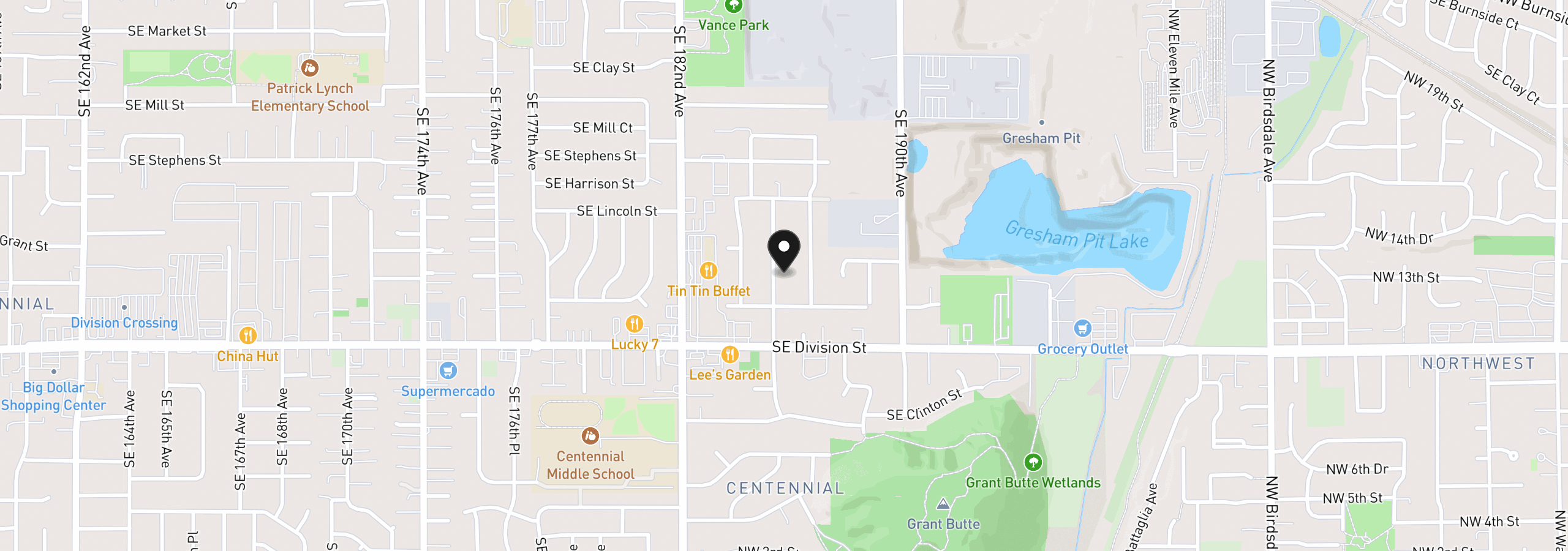 Map showing the location of 2236 SE 185th Ave, Portland, OR 97233