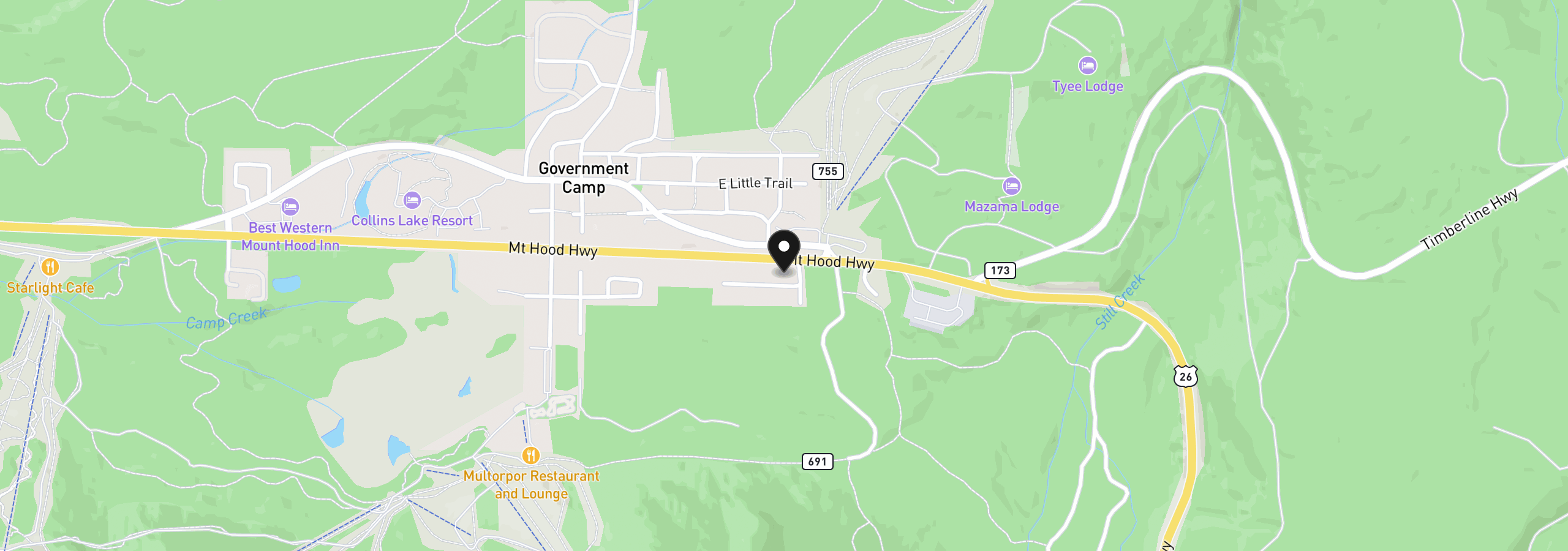 Map showing the location of 90011 E Morrison Ln Lot #1, Government Camp, OR 97028