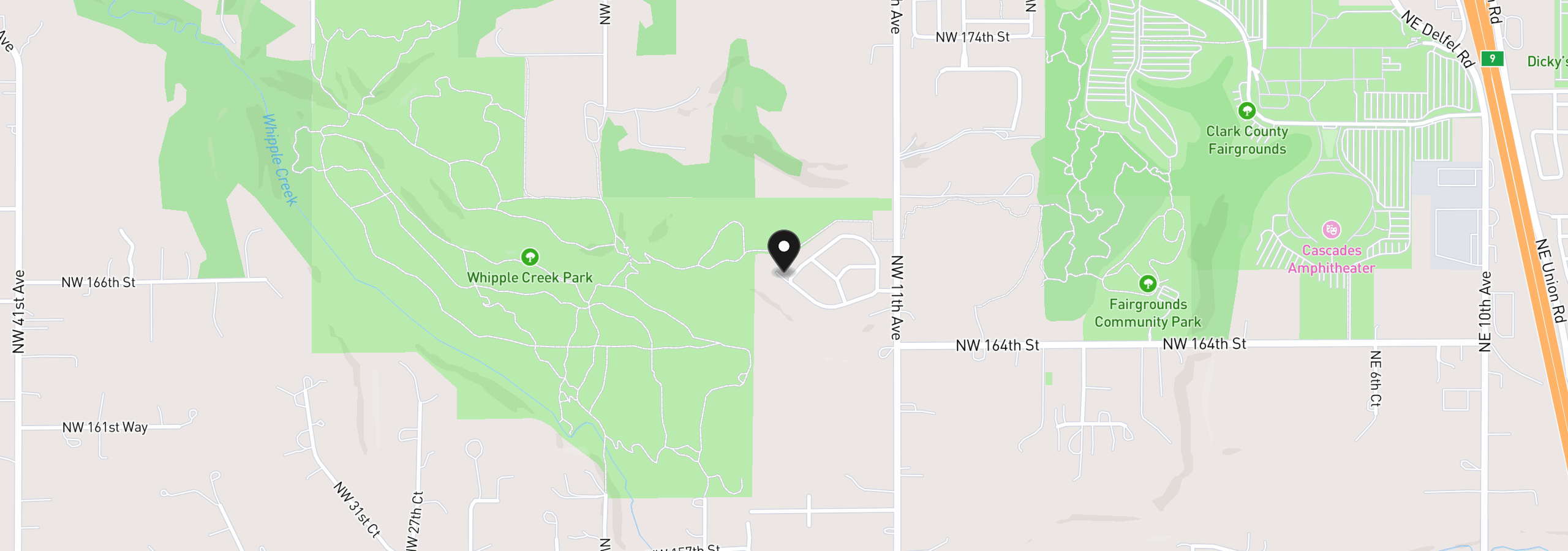Map showing the location of 1314 NW 167th St, Ridgefield, Wa 98642