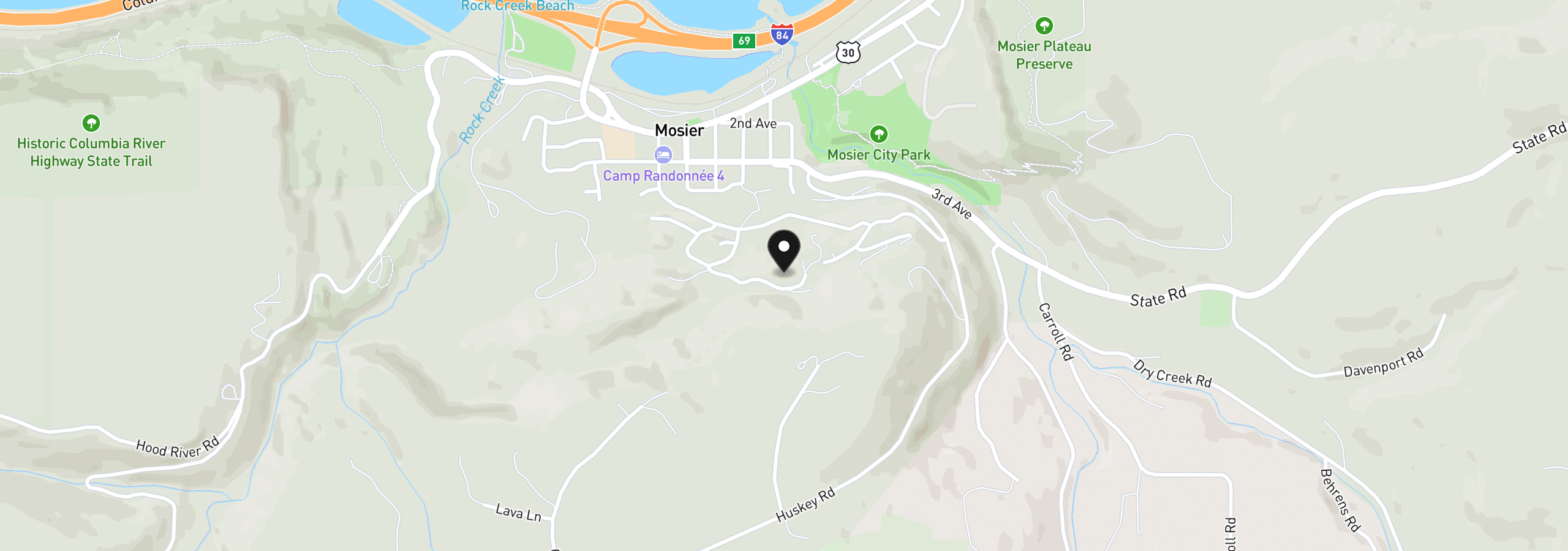Map showing the location of Coyote Ct Lot #49, Mosier, OR 97040