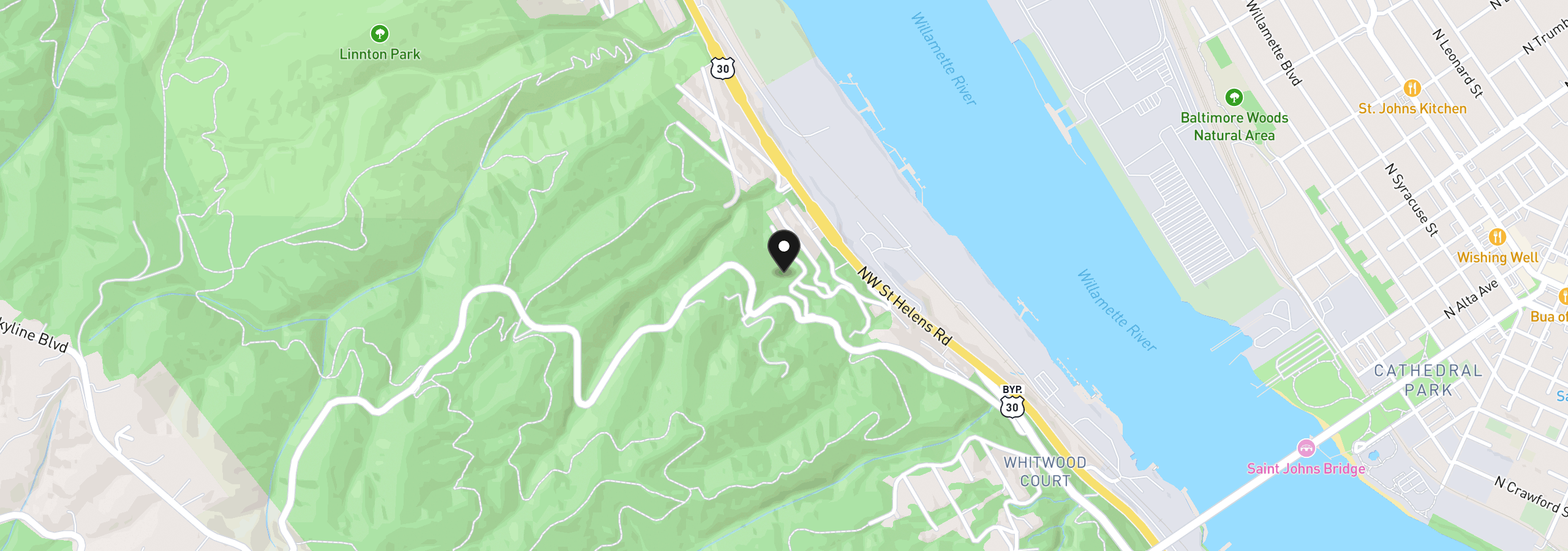 Map showing the location of 9535 NW Harbor Blvd, Portland, OR 97231