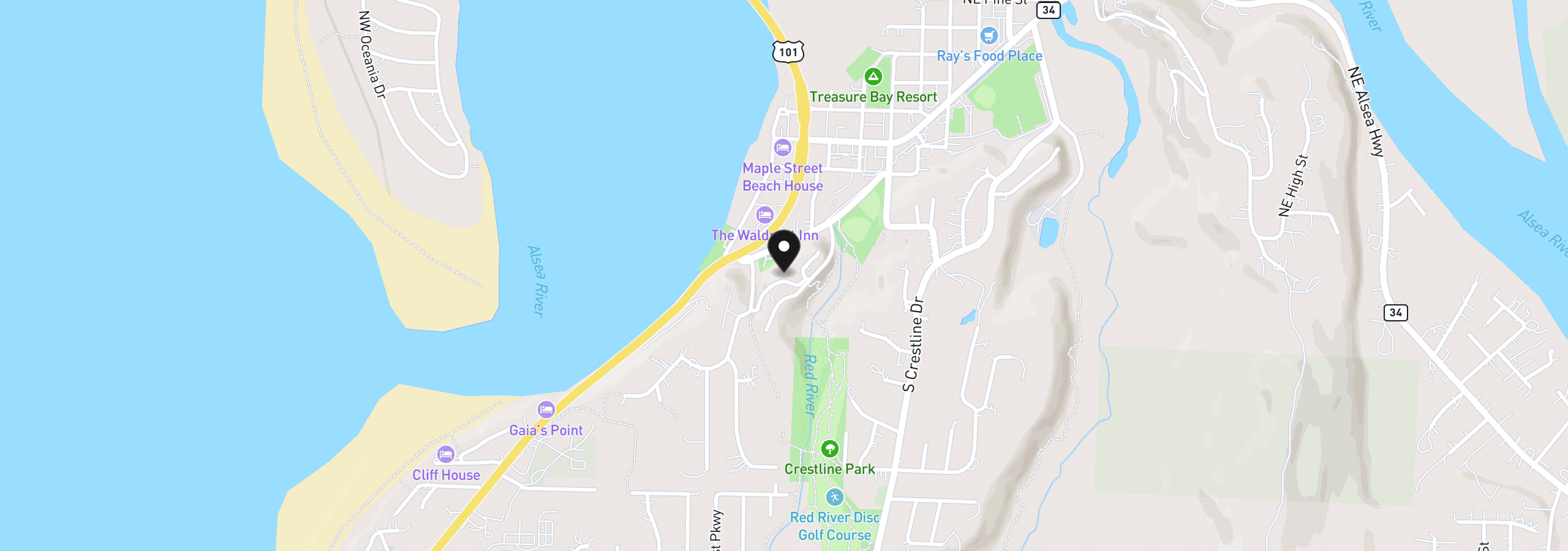 Map showing the location of Tl 602 Pacific View Ct, Waldport, OR 97394