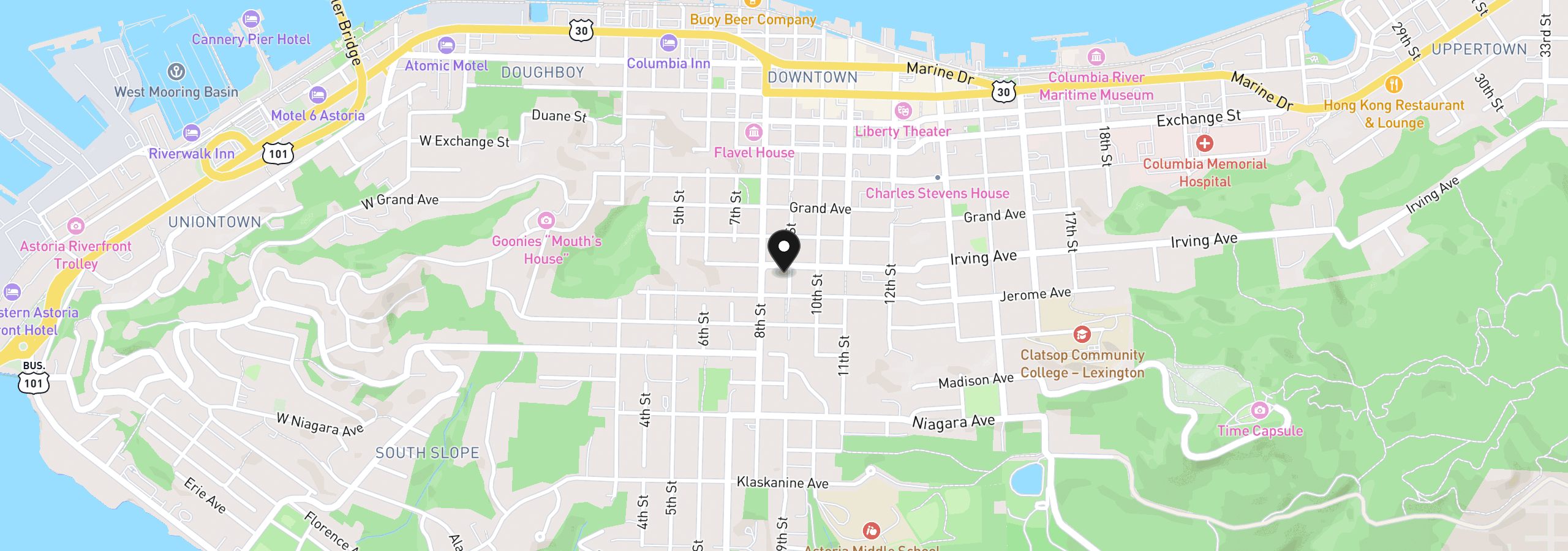 Map showing the location of 0 Irving 2100, Astoria, OR 97103